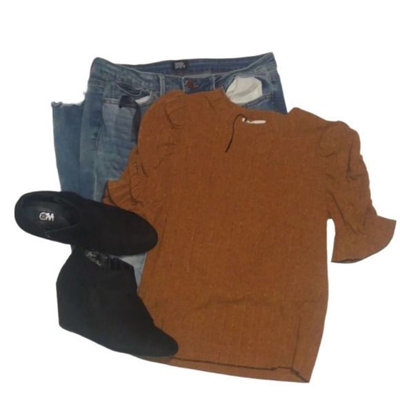 Rust Top Balloon Sleeve Stretch Size Small THML New - Picture 14 of 15